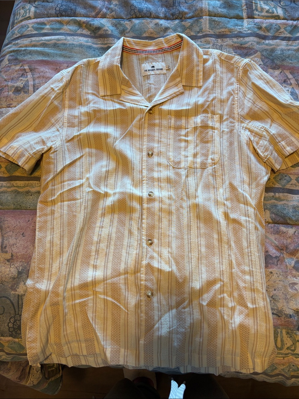 Men’s The Normal Brand Beige Striped Button Down